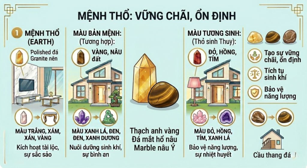 Đá phong thủy cho người mệnh Thổ
