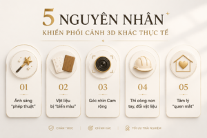 5 nguyên nhân chính khiến bản vẽ phối cảnh 3D nội thất khác biệt so với thực tế thi công