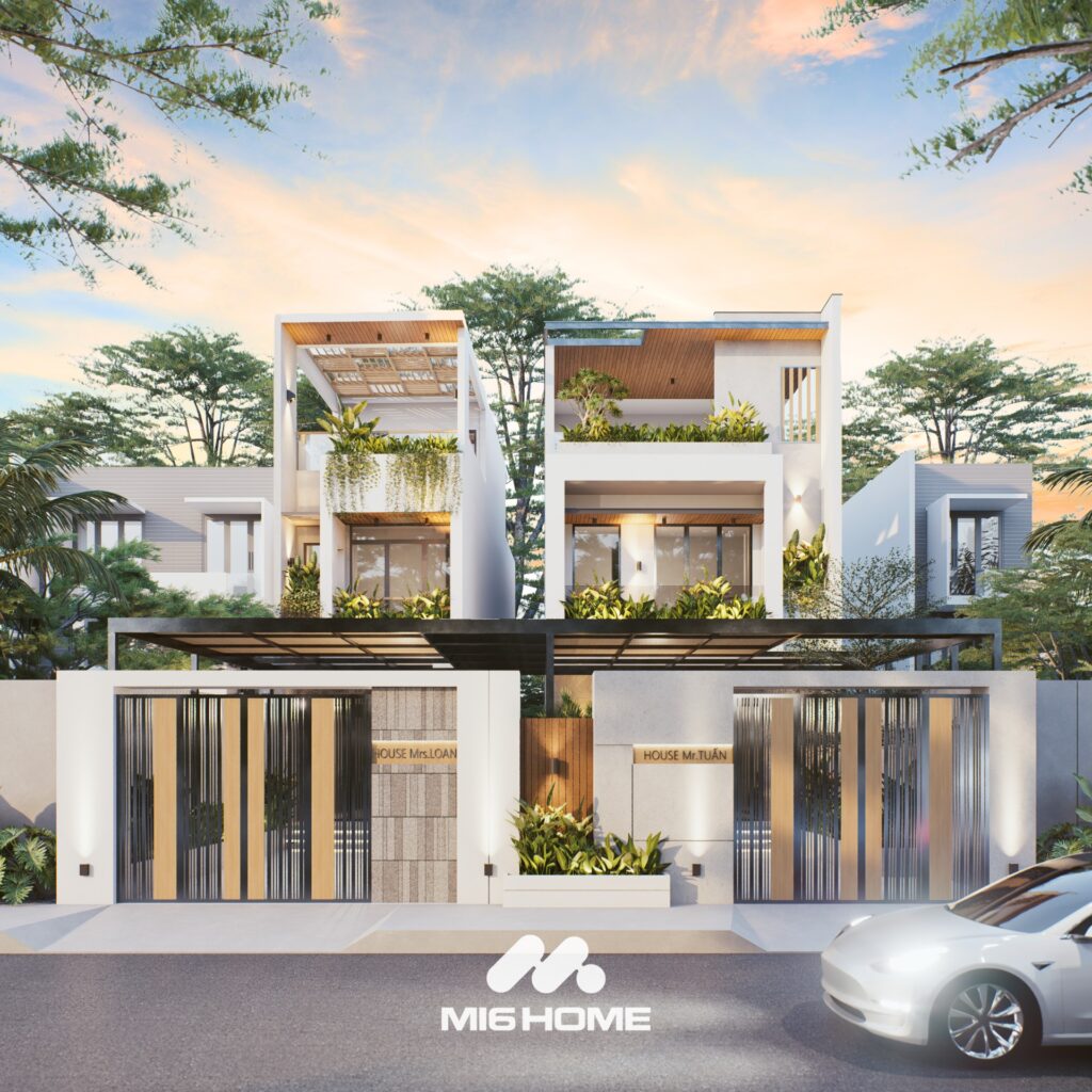 Mẫu thiết kế biệt thự phố hiện đại 3 tầng song lập đẳng cấp