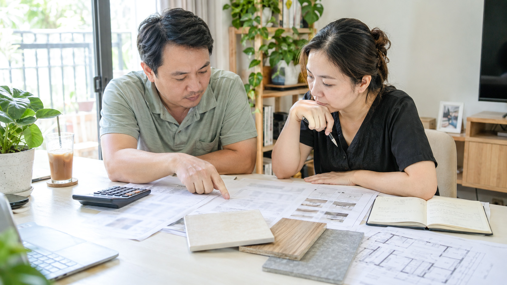 Gia chủ rà soát báo giá và kiểm soát ngân sách trước khi xây nhà trọn gói