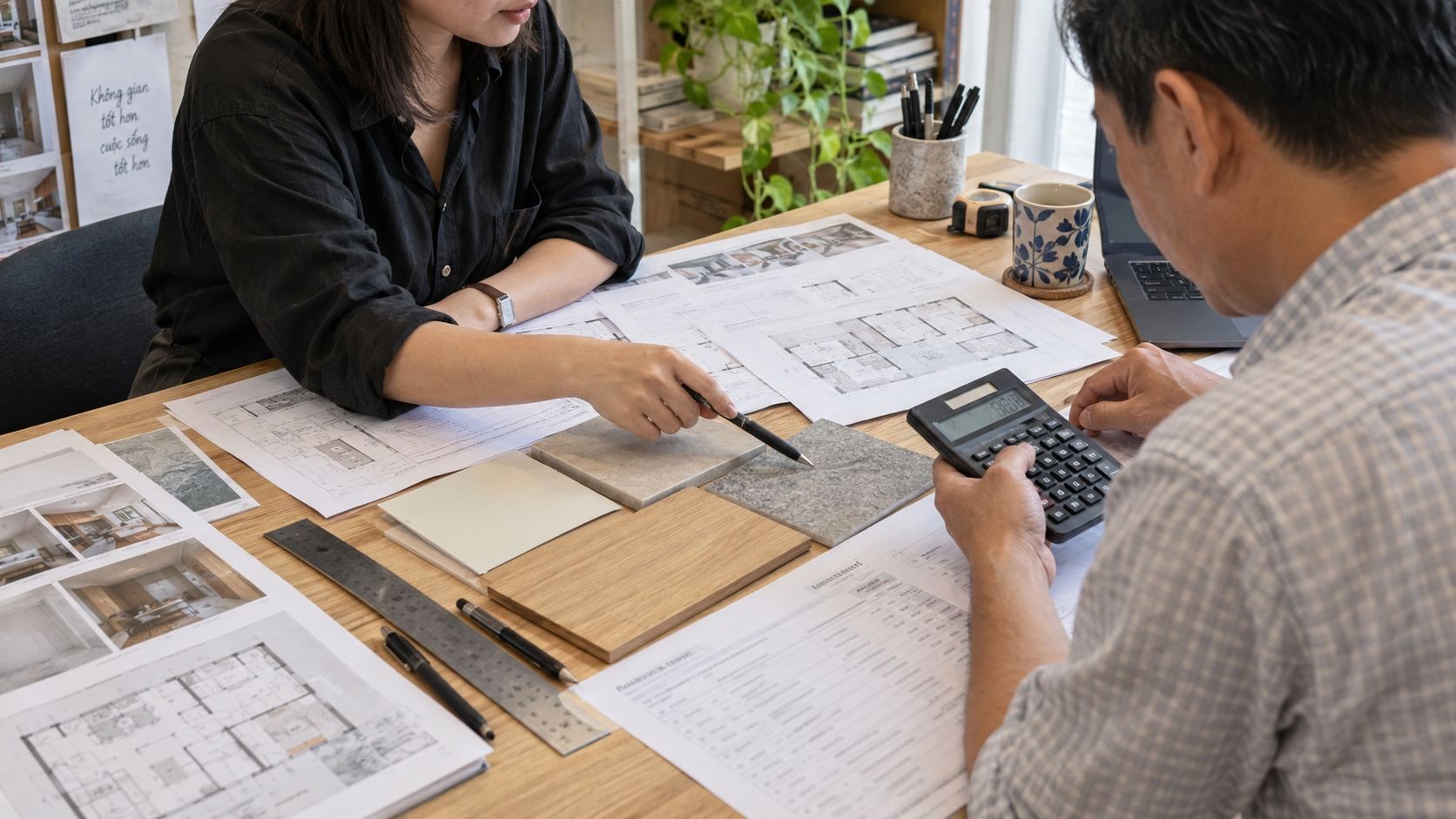 Kiểm tra vật liệu và bảng dự toán chi phí cải tạo nhà