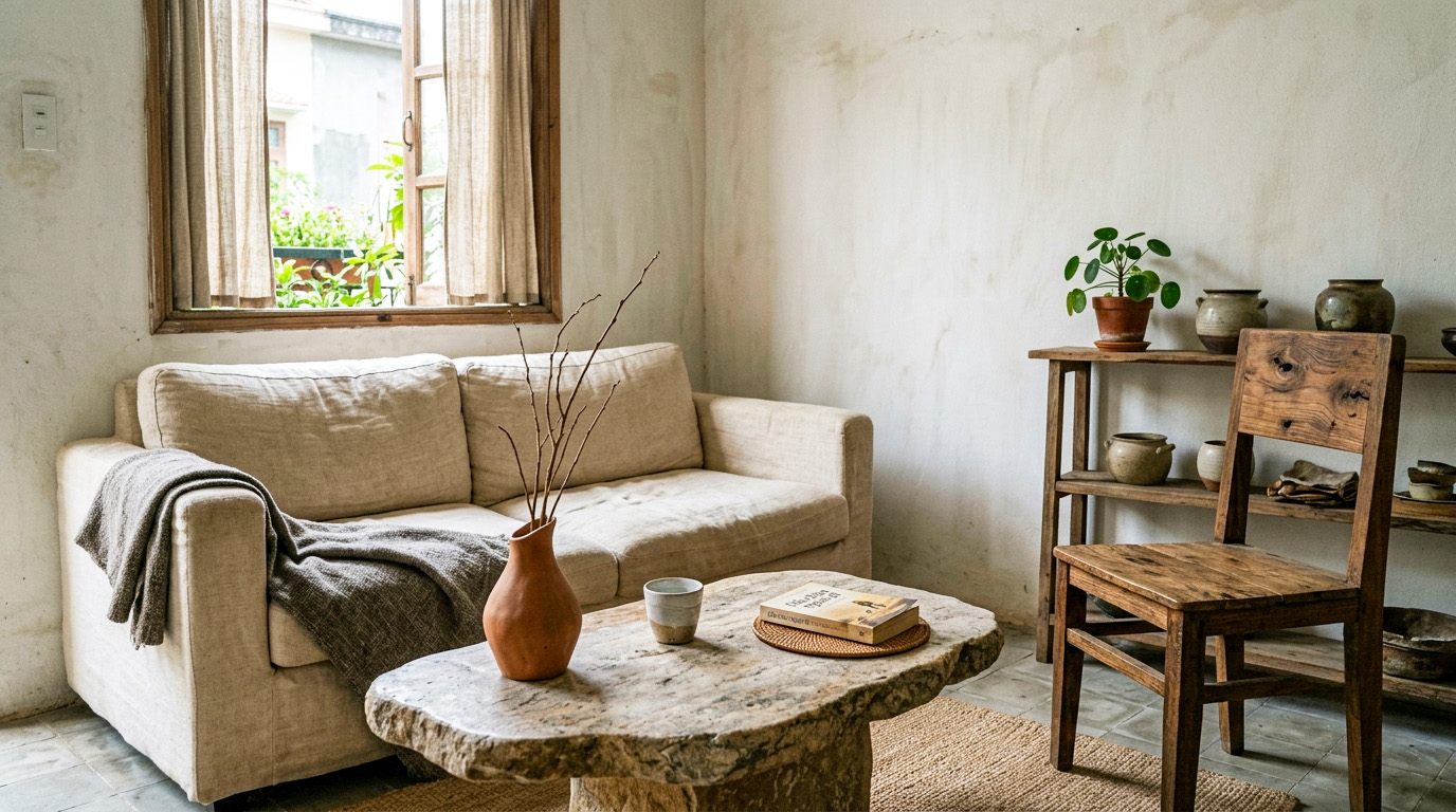 Phong cách Wabi Sabi trong thiết kế nội thất 2026