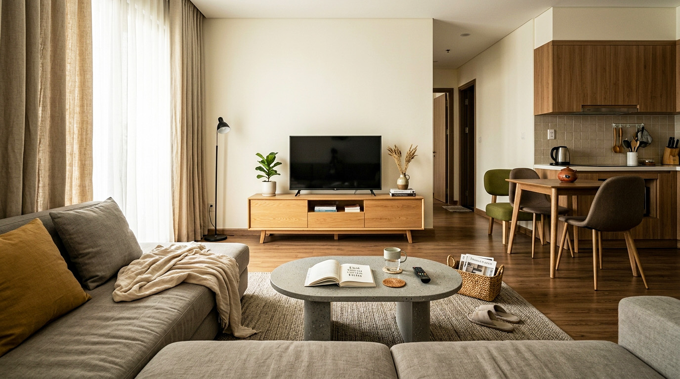 Phong cách Warm Minimalism trong nội thất 2026